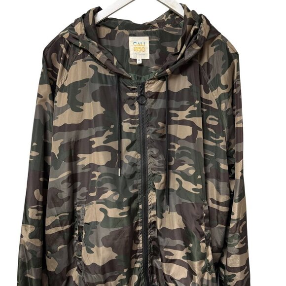 CALI 1850 Camo Bomber Jacket Plus Size 3X Green Womens Windbreaker Hoodie - Picture 2 of 9